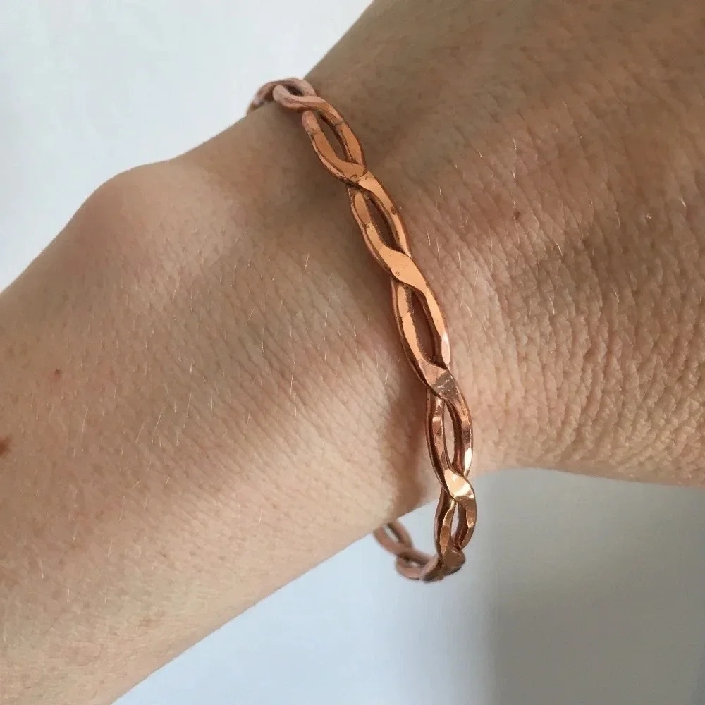 Vtg Hand Crafted Braided Copper Bracelet